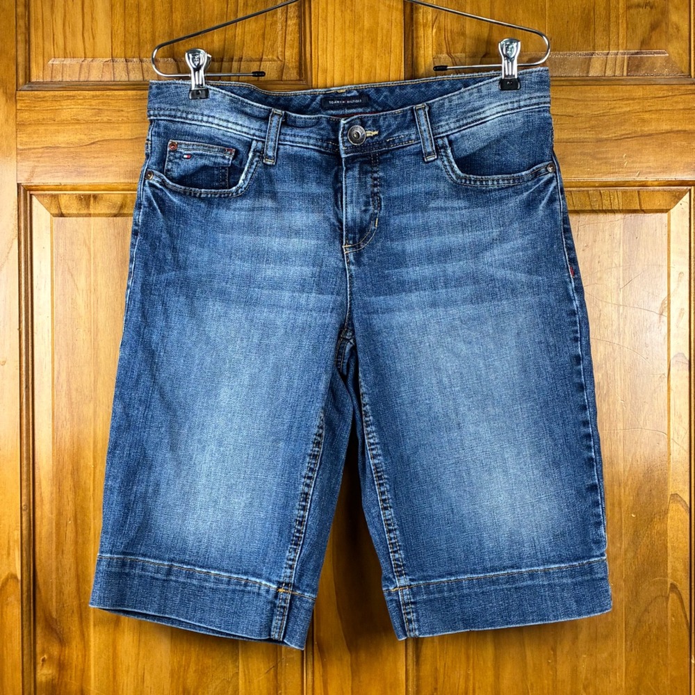 Tommy Hilfiger Denim Bermuda Shorts Size 8 Stretch Mid Rise Blue Jean